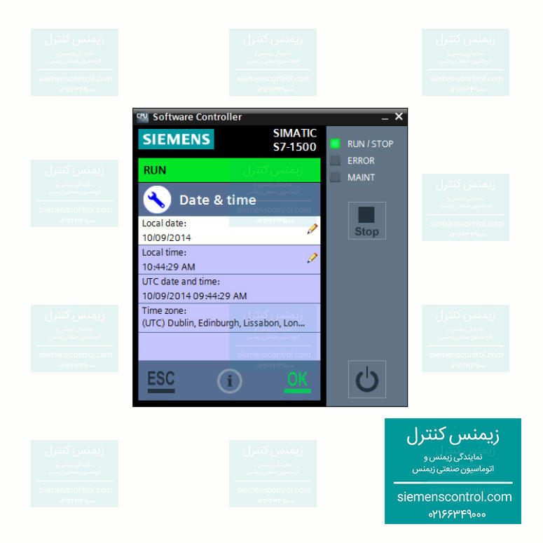 نمایندگی زیمنس - نمایشگر cpu - منو date&time